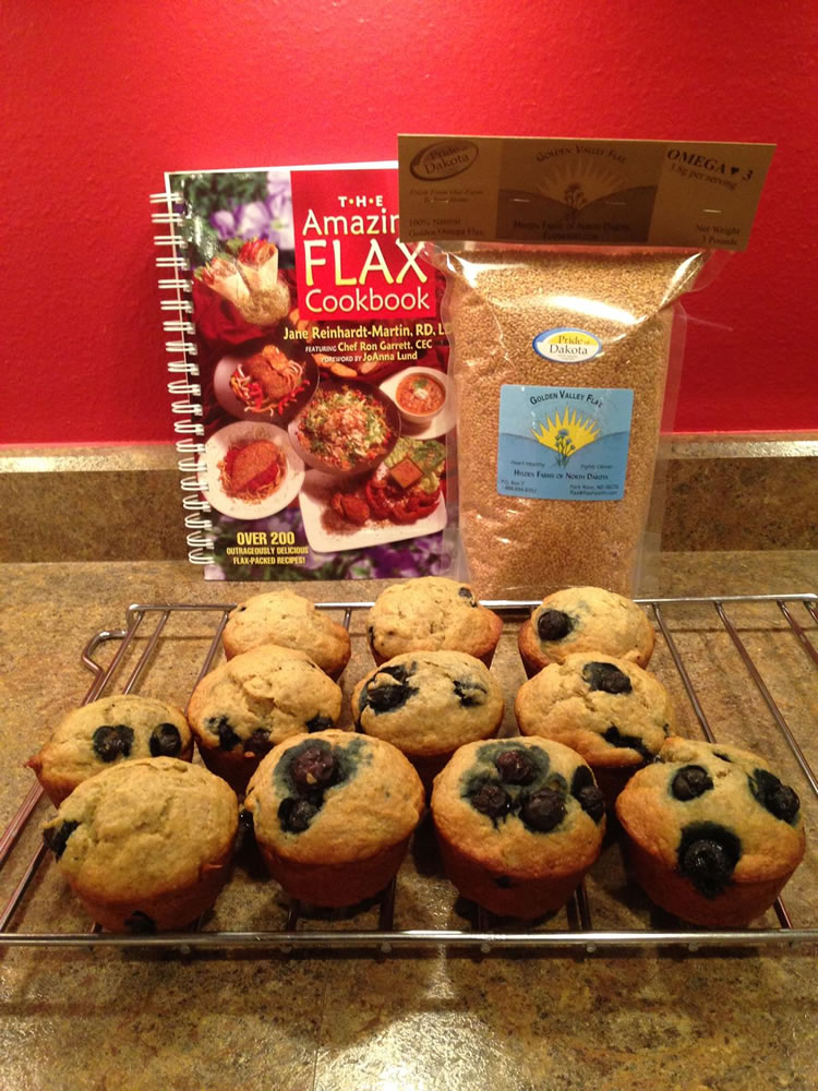 blueberry muffins and Golden Valley Flax