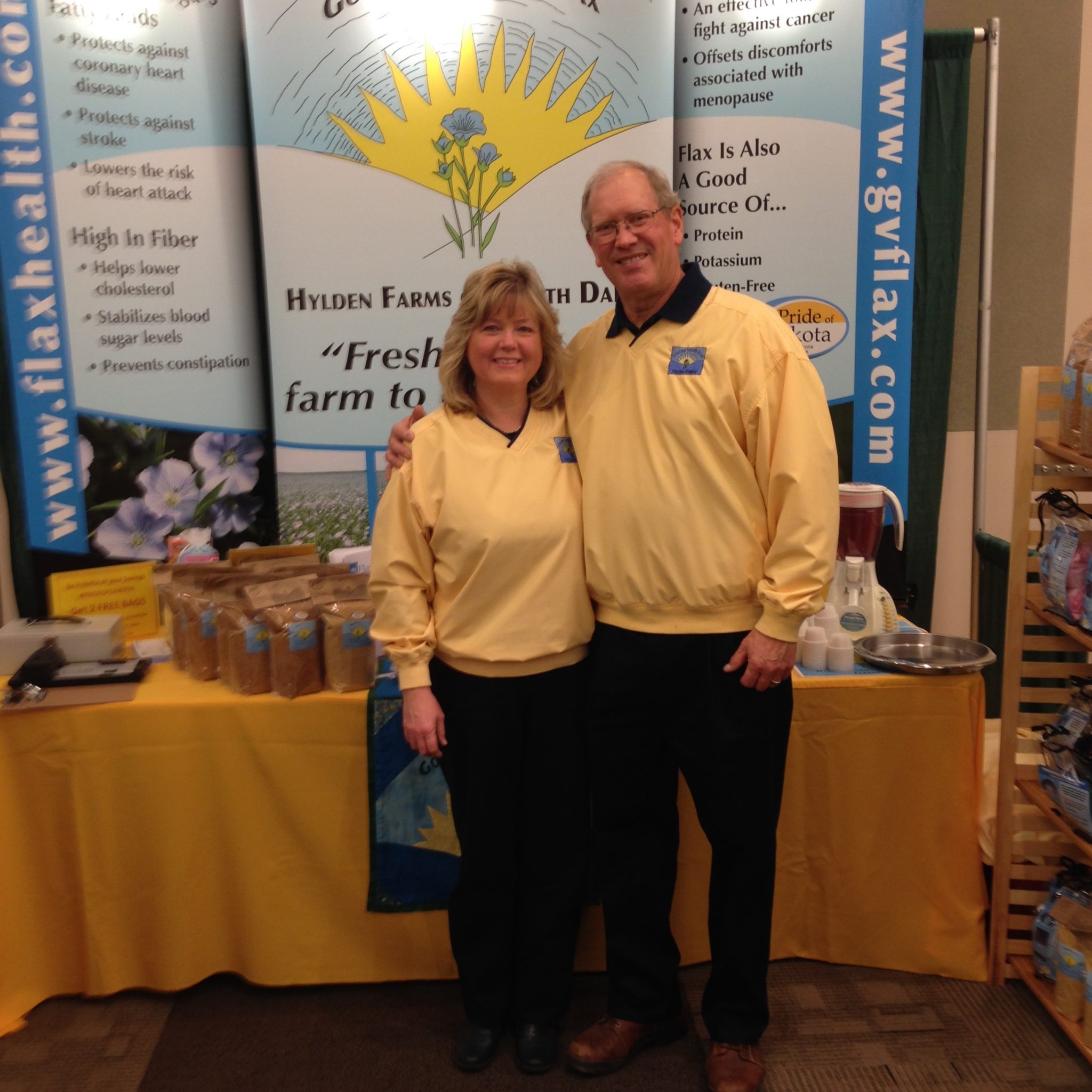 Esther and Mark Hylden promoting health benefits of flax