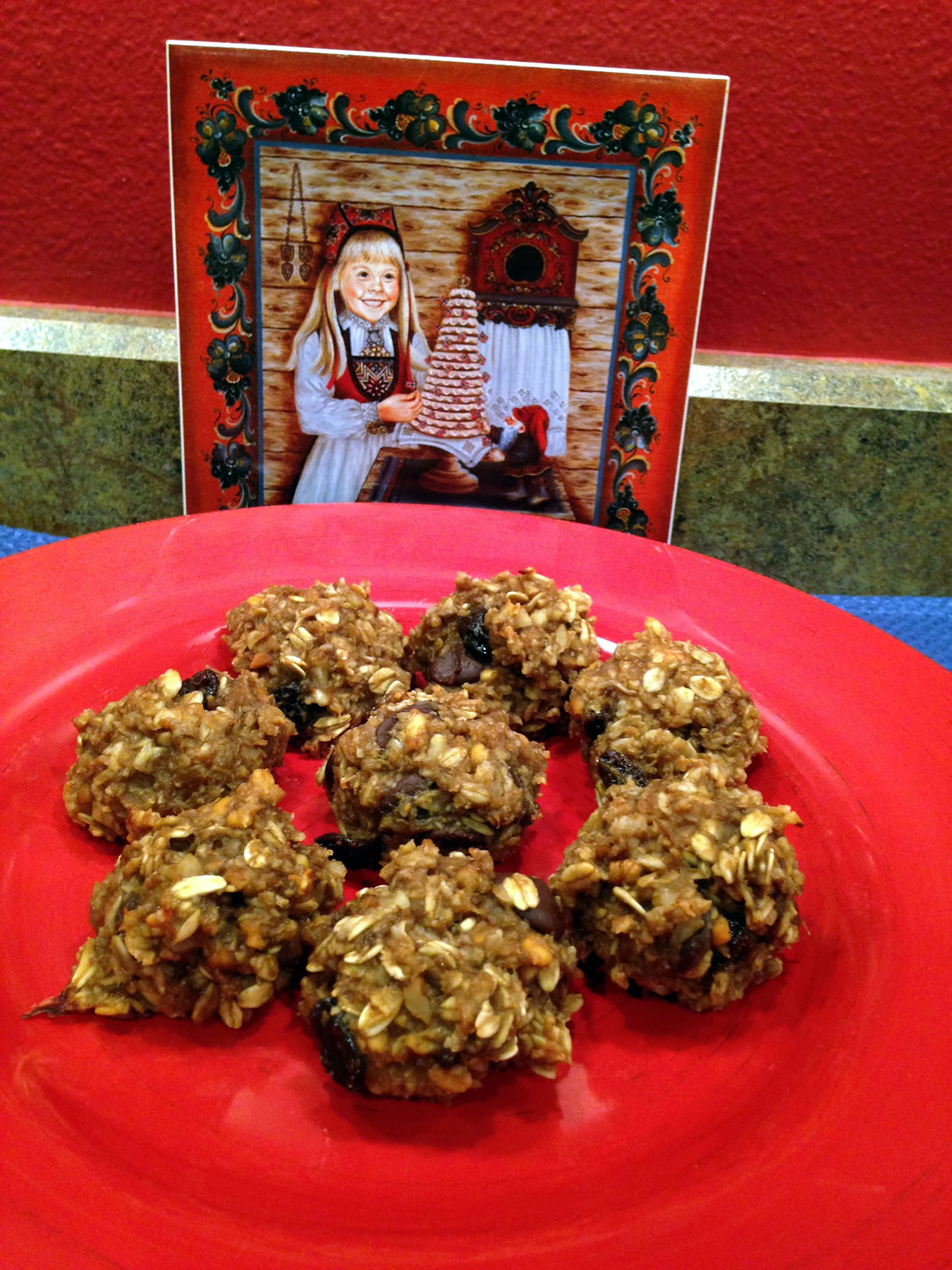 Flax Energy Bites on Red Plate