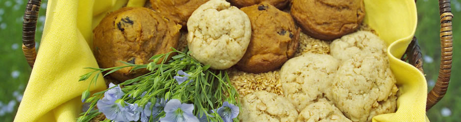 basket of flax muffins cookies